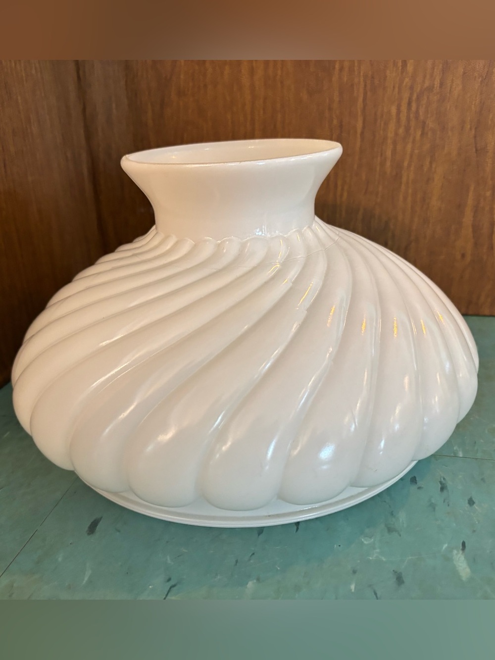 vintage white milk glass hurricane lamp shade swirl